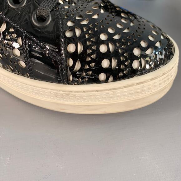 ALAIA Size 9 Black White Perforated Patent Leather Sneakers - Picture 9 of 10